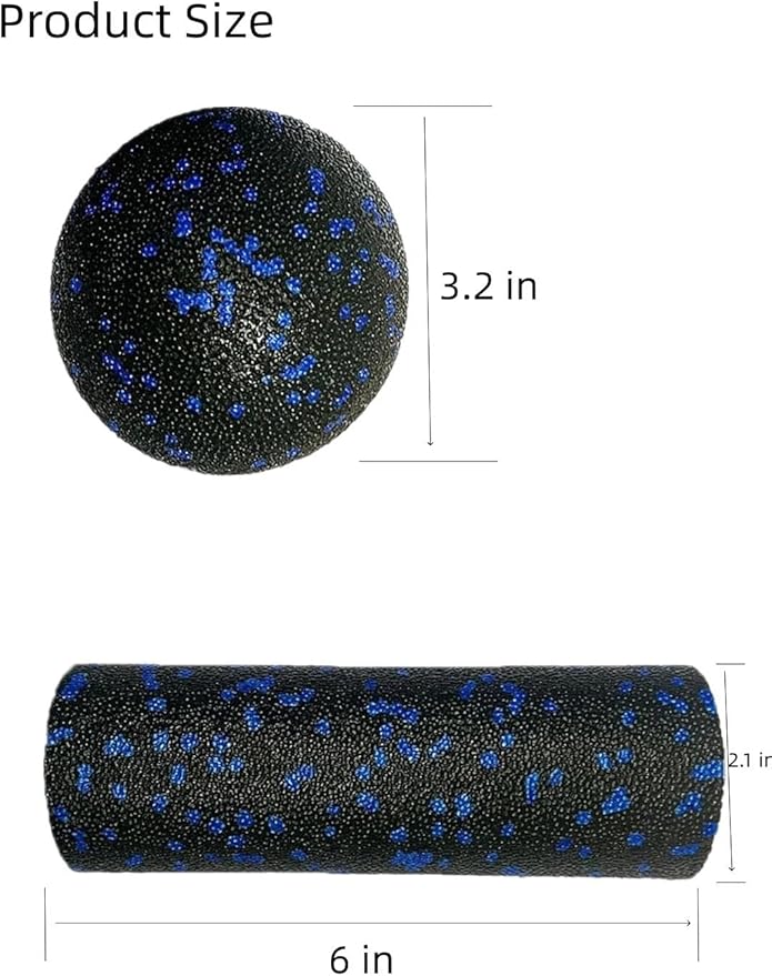Mrxxjz Mini Foam Roller and Massage Ball Set, 6-Inch Small Foam Roller & 3.2-Inch Ball for Travel, Back, Legs, and Muscle Recovery