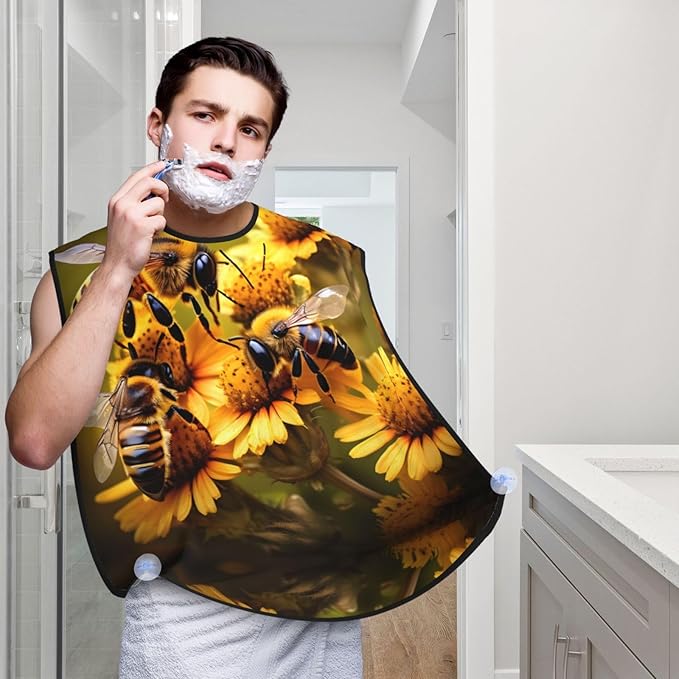 Abstract Paint Splashes Print Beard Bib Shaving Apron, Beard Hair Trimming Cape Gift For Dad