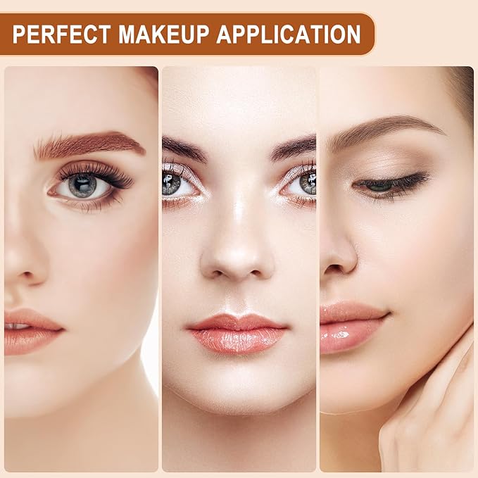 Flat Top Foundation Makeup Brush - Hexagon Kabuki Powder Make Up Brushes Soft and Dense Bristles with Protective Case for Liquid, Blending, Body, Self-tanner, Cream, Buffing (Dark Silver)