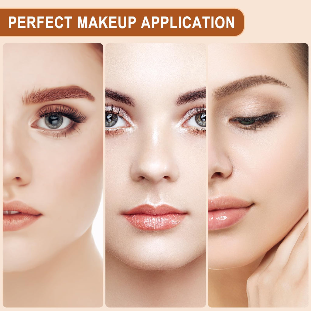 Flat Top Foundation Makeup Brush - Hexagon Kabuki Powder Make Up Brushes Soft and Dense Bristles with Protective Case for Liquid, Blending, Body, Self-tanner, Cream, Buffing (Dark Silver)