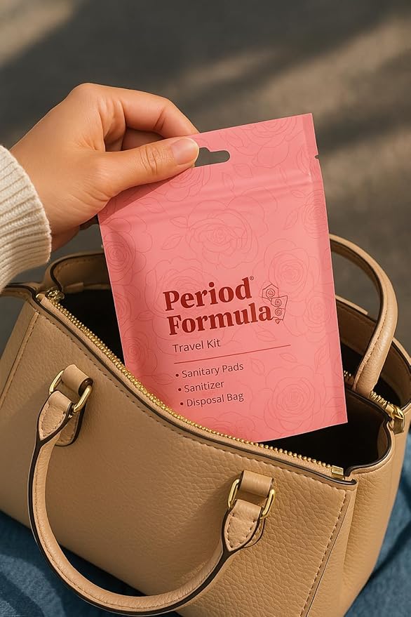 Period Kit/Travel Kit – 5 Kits -Sanitary Pad & Liner, Hand Sanitizer, Disposal Bag – Feminine Hygiene Essentials Period Formula