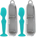 Dr. Talbot's Diaper Cream Brush for Babies - Diaper Rash Cream Applicator with Suction Base and Hygienic Case - Mini Size - Aqua Blue, (Pack of 2)