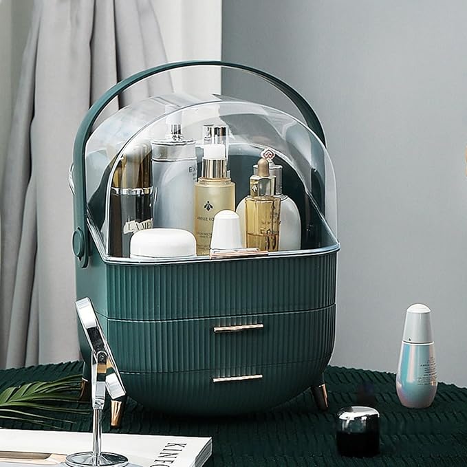 XAIODRAGONSKY Egg Makeup Organizer, Egg Shape(Oval) Makeup Storage Box Countertop Portable Vanity Cosmetics Organizer