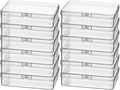 12 Pack Rectangular Clear Plastic Storage Containers Box with Hinged Lid for Beads and Other Small Craft Items (4.5 x 3.3 x 1.1 inch)