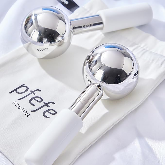 Ice Globes and 360 Rotating Ice Globes for Face & Eyes, Unbreakable Stainless Steel Cryo Sticks for Beauty Routines, Facials Cold Roller Cooling Globes for Puffiness, Wrinkles, Dark Circles, Headaches