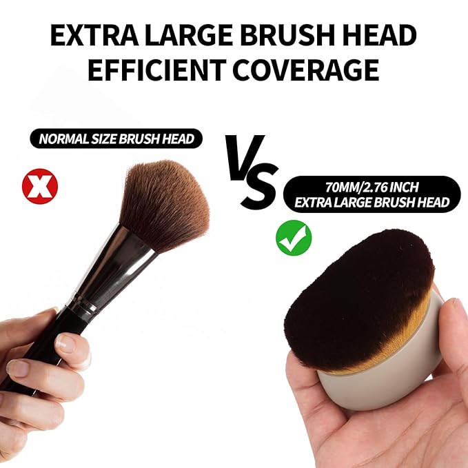 Body Makeup Brush for Self Tanner, Large Self Tanning Applicator Tan Brush Provides Even Application for Face Neck Back Legs, Wet & Dry Use (Khaki)