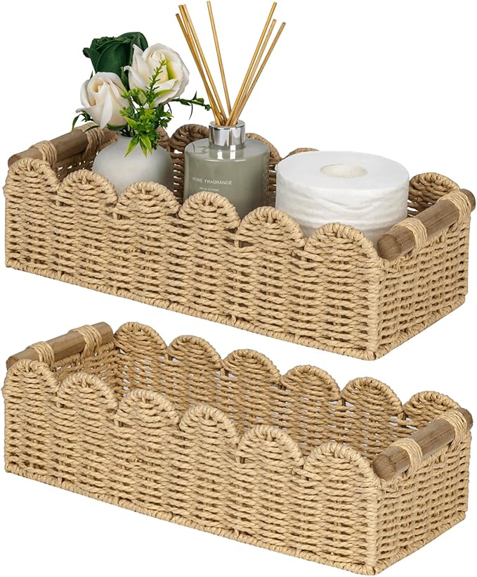 CubesLand Bathroom Basket Organizer, Toilet Tank Paper Storage Baskets 2PK