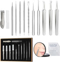 12PCS Professional Salon Grade Blackhead Remover Tool Kit, Comedone Extractor Set for Facial Acne Pimple Blemish Whitehead, Comes with 10X Magnifying Mirror & 20 Alcohol Prep Pads