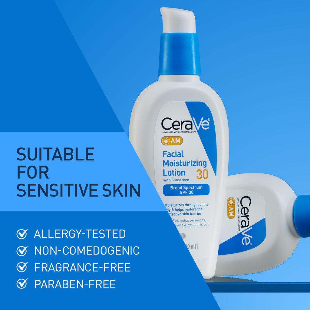 CeraVe AM Daily Facial Moisturizer with SPF 30, Face Sunscreen, 3oz