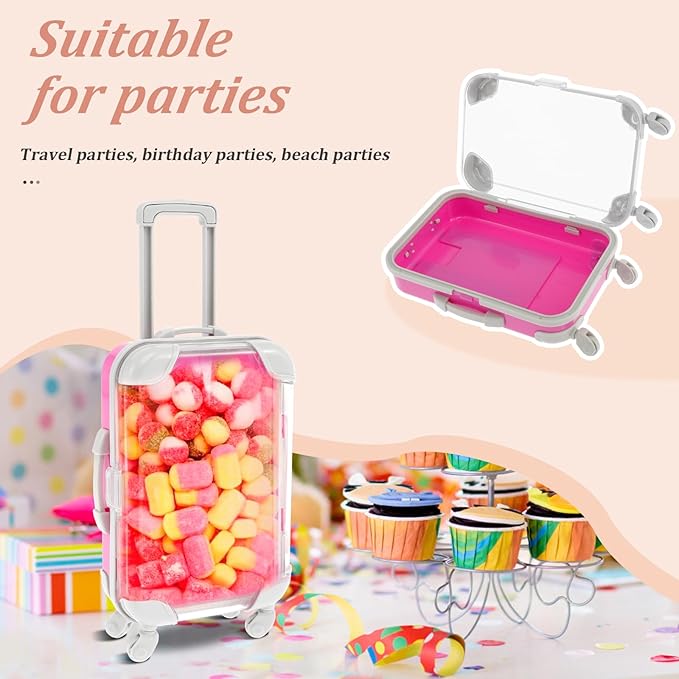 12Pcs Mini Suitcase Party Favor Box, Mini Suitcase Storage Box, Mini Luggage Candy Box, Cute Mini Trolley Case Packaging Box, Mini Travel Suitcases Box, Clear False Eyelashes Travel Case for Party