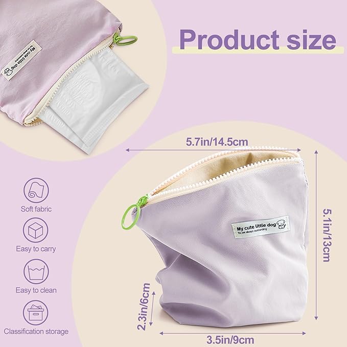 4 Pcs Period Bags for Teen Girls, Cute Sanitary Napkin Storage Bag, Discreet Menstrual Pouch, Mini Makeup Bag, Travel Toiletry Bags