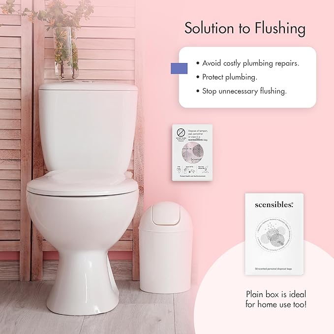 Scensibles Disposal Bags for Menstrual Care Products - (50 x 12) ct Refill Box - for Disposal of Tampons, Pads, Panty Liners, Hygiene Products