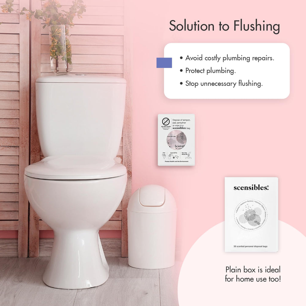 Scensibles Disposal Bags for Menstrual Care Products - (50 x 12) ct Refill Box - for Disposal of Tampons, Pads, Panty Liners, Hygiene Products