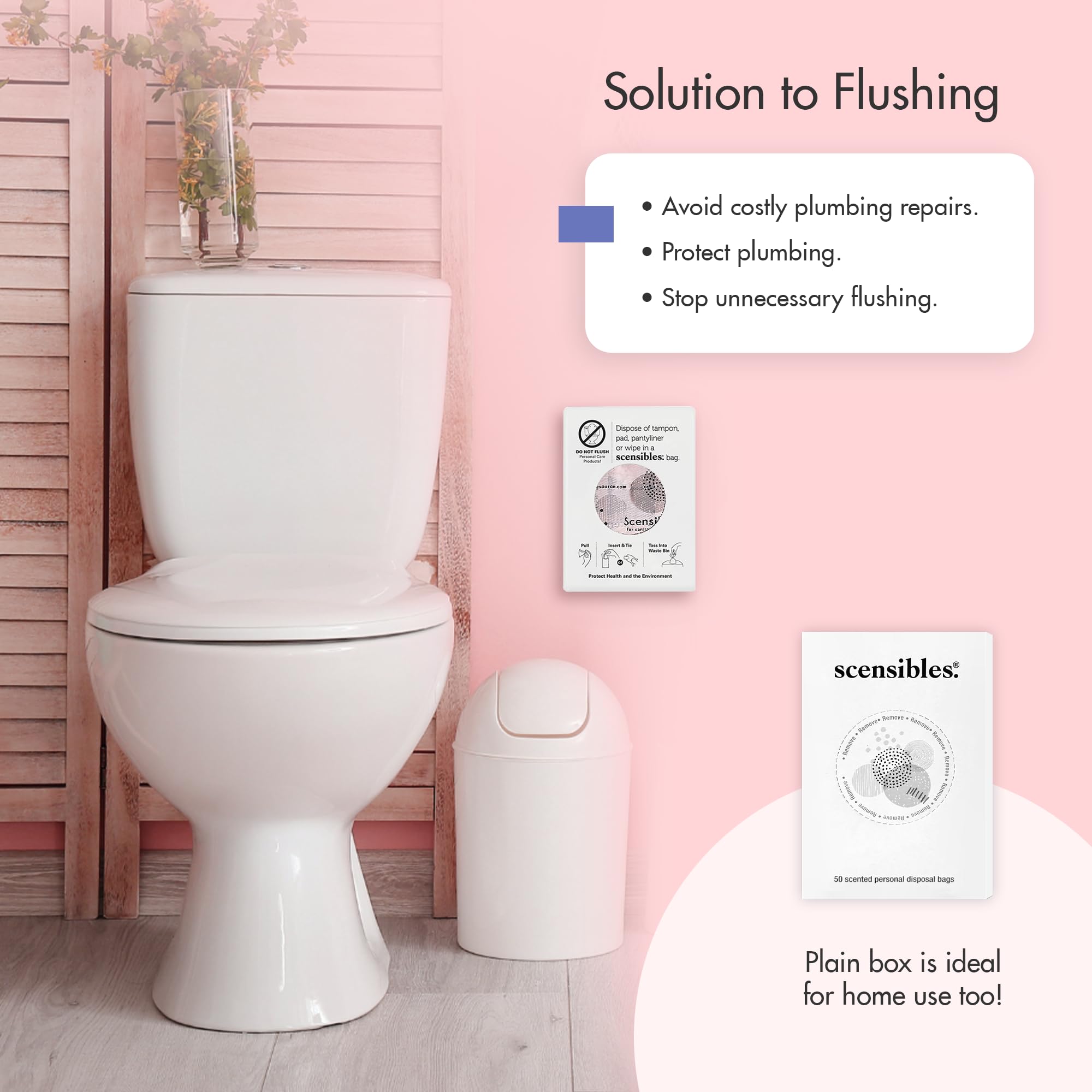 Scensibles Disposal Bags for Menstrual Care Products - (50 x 12) ct Refill Box - for Disposal of Tampons, Pads, Panty Liners, Hygiene Products