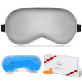 Cavoilu Sleep Mask w/ Cooling Gel Eye Mask, Silk Eye Mask for Sleeping, Hot & Cold Eye Masks, Blindfold Eye Cover Sleeping Mask for Home Office Travel, Yoga, Stocking Stuffers for Men Women (Grey)