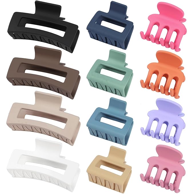 SMKSL 3 Styles Hair Clips for Women Small Medium Big Claw Clips for Thin Thick Hair 12 Pcs Hair Claw Clips Hair Clips Combination Hair Accessories for Women (Multicolor)