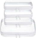 WELPIRT 4 pcs Clear Zipper Pouches,Hard Shell Zipper Case, Toiletry Bag for Travel, CLear Diaper Bag, Toiletry Pouch, Travel Organizer, Cosmetic Bag,Toy Storage Bins (M+3S)