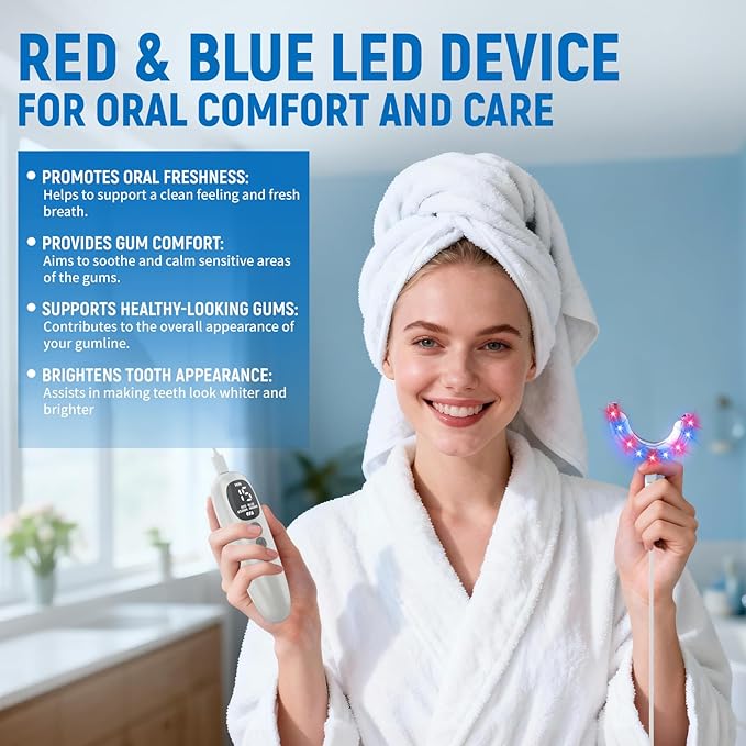 Red Light Therapy for Gums, KTS Oral Care Light with Smart Controller, Red & Blue LED for Gum Health, Toothache Relief, Repair Bleeding Sensitive Gums, Detachable Mouthpiece for Easy Cleaning