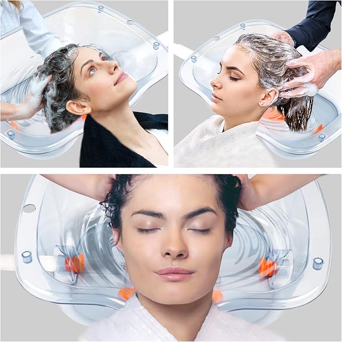 Hair Washing Basin for Bedridden, Portable Shampoo Bowl, Basin at Home for the Elderly, Hair Cuts and Coloring for the Elderly, Disabled, Bedridden and Handicapped, Blue