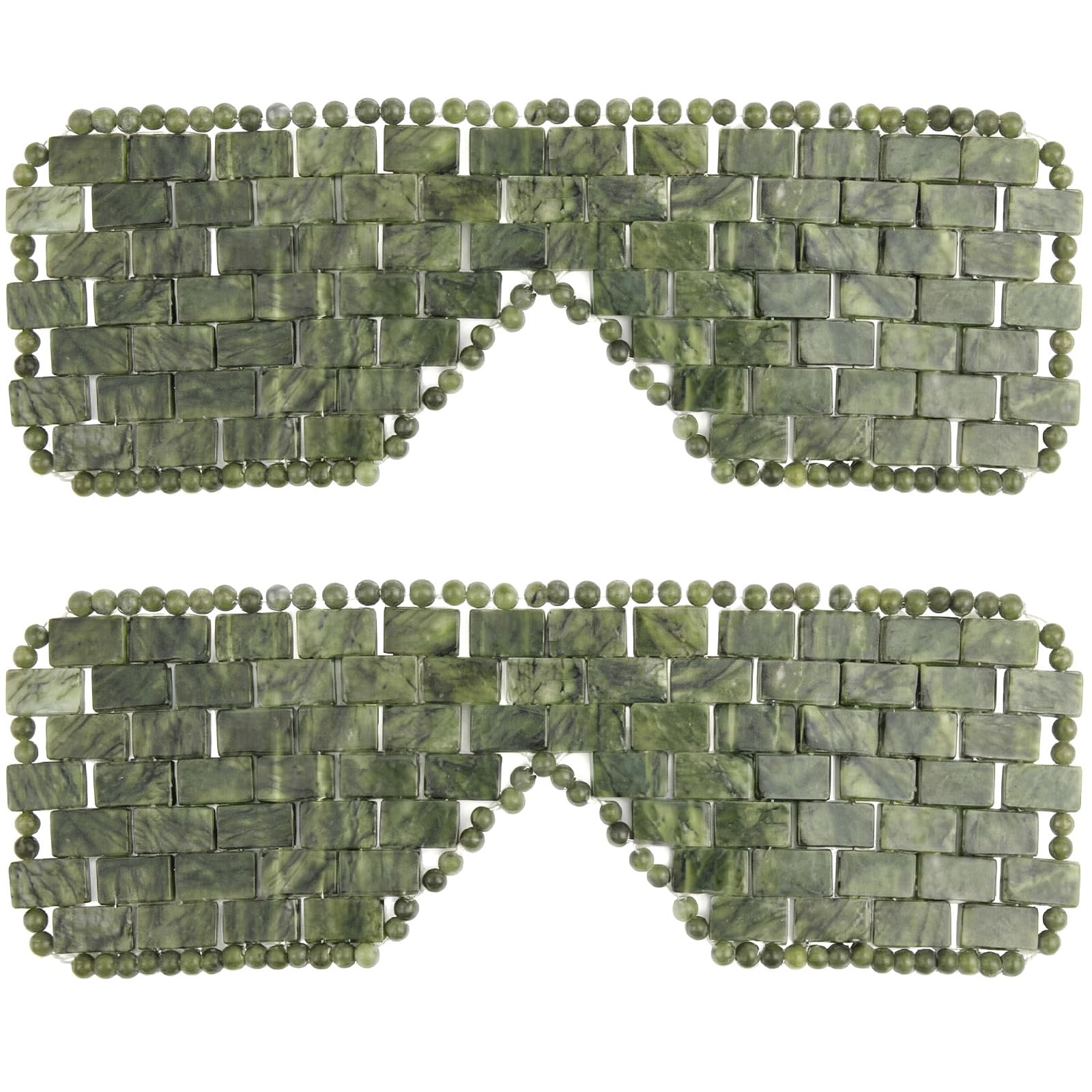 Hercicy 2 Pcs Jade Eye Mask Green Jade Stone Facial Cooling Mask for Alleviate Puffiness Face Massage Relax Eyes Relieve Migraine Meditation Beauty (Dark Green)