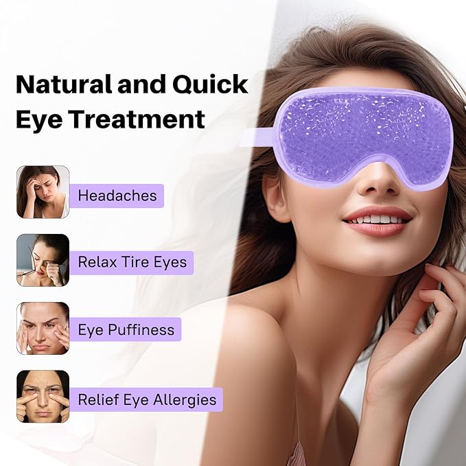 Permotary Cooling Eye Mask with Gel Bead 2 Pack Gel Eye Mask Cold Eye Mask for Relaxtion,Puffy Eyes Reusable Cold & Warm Compress for Puffiness,Dry Eyes,Headaches,Migraines,Stress Relief,Post Surgery