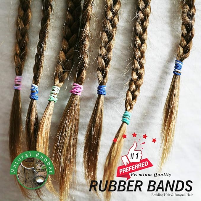 Beauty Town 1000 Pcs Rubber Bands - Soft Elastic Hair Accessories, Braids Mini Ties, No Damage Stretchy Bands for Hair (4-Packs) (Black & White)