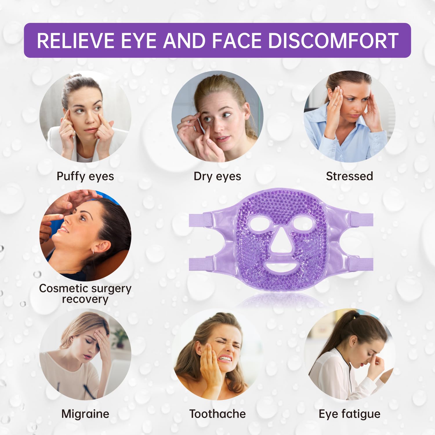 ZNÖCUETÖD Face Ice Mask Facial Ice Packs Gel Hot Cold Compress for Women