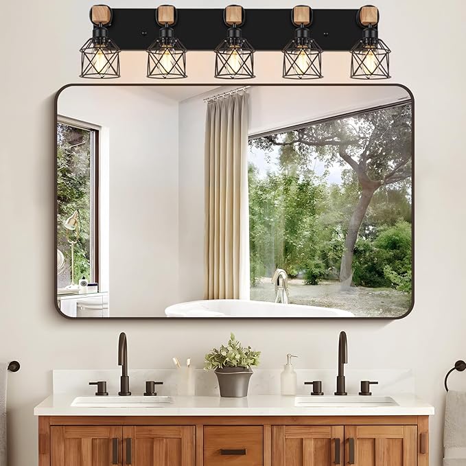 FadimiKoo 5-Light Black Bathroom Light Fixtures, Vanity Lighting Fixtures