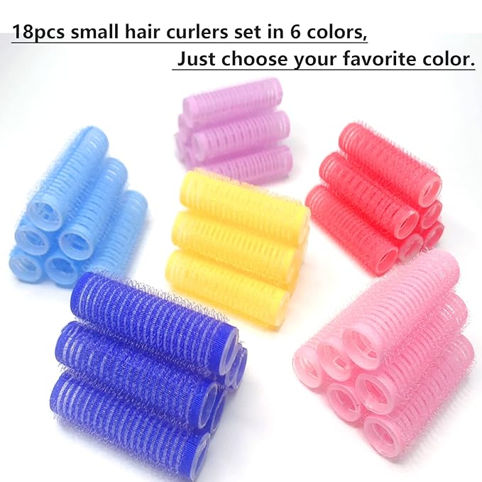 18PCS Self Grip Small Hair Curlers Heatless Roller Hair Curlers Pro Salon Hairdressing Curler DIY Curly Hairstyle Hair Rollers Tools Rat Tail Comb for Women Medium Short Hair(Purple)