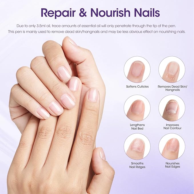 Gellen 4-in-1 Cuticle Pusher Pen with Micro-Dosing Oil, Cuticle Remover & Cuticle Oil Pen for Softening & Hydrating Nails, Ceramic Nail Pusher Tool for Exfoliation, Home Salon Manicure Cuticle Pen