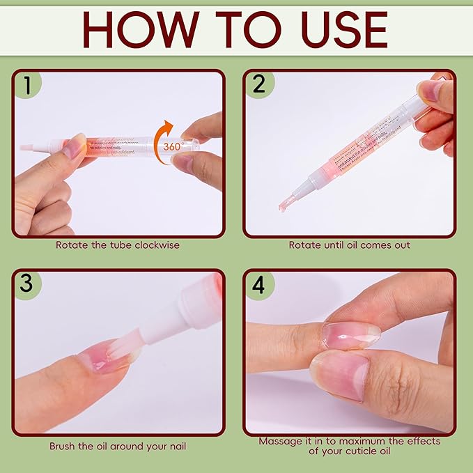 Foncomy Cuticle Oil Pens - 8 PCS Revitalizing Oil Pen with Soft Brush for Nail Care, Cuticle Softener to Prevent Dry and Cracked Nails with Nail File, Mixed Scents