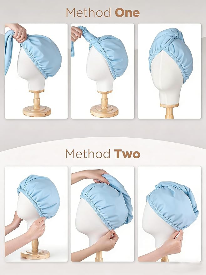 3 Pack Microfiber Hair Towel Wrap for Women, Fast Drying Hair Turban with Button, Anti-Frizz Large Hair Towel for All Hair Styles, Soft & Absorbent Hair Drying Towel