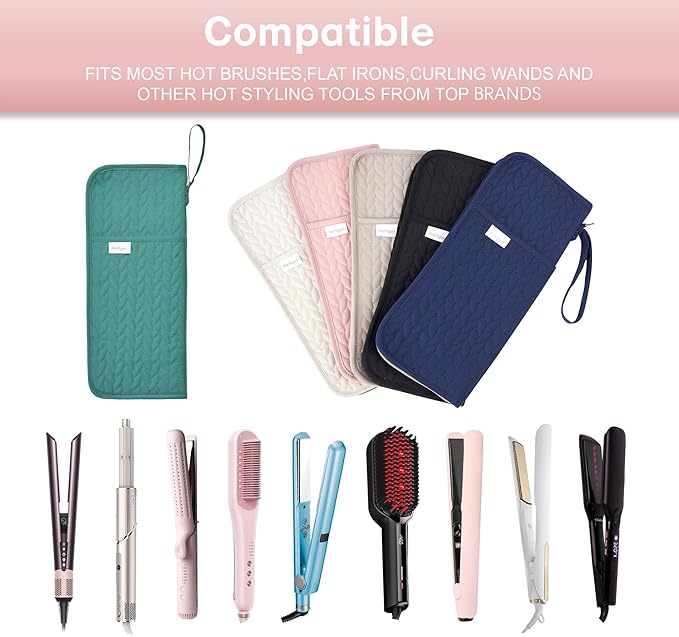 KarSyon Hot Tools Organizer Heat Resistant Mat Case Hair Tools Holder Travel Bag Portable Hair Styling Tools Cover Pouch for Curling Iron,Flat Iron,Hair Straightener (Teal)