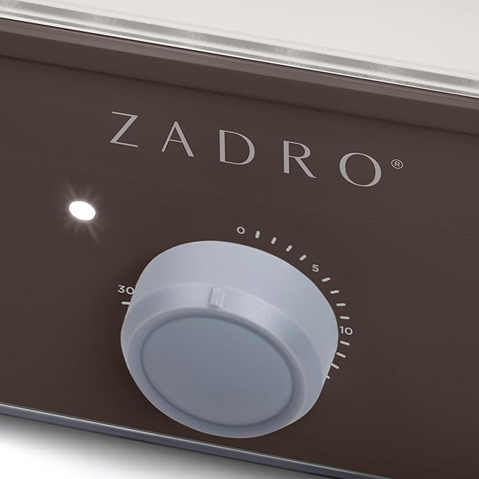 Zadro Towel Steamer with Tongs, 850W Heater, 8L Tray, 1.7L Tank, 30-min Timer for Facials, Manicures, Pedicures, Shaving (13"x12", 120V/850W, 8L, Chocolate)