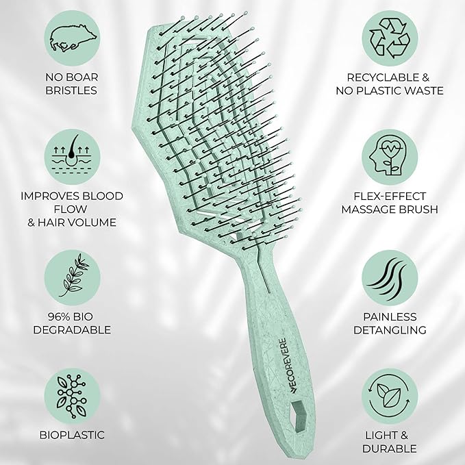Detangler Brush For Women, Men & Kids - Anti-Static Detangle Hair Brush - Vented brush with 360° Flex Gently Removes Knots, Dry and Wet Brush Detangling Brush For Thick, Fine, Natural & Curly Hair