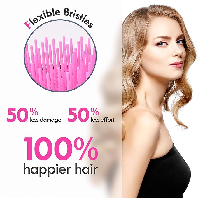 Aussumy 4 Pack Vented Detangling Hair Brush - Detangler Hairbrush with Soft Bristles for Effortless Tangle Free - Ideal for Wet Dry or Curly Damaged Hair for Women Men Kids