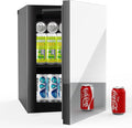 Erivess 24 Cans/0.9 Cubic Feet Beverage Refrigerator Cooler and Skincare Mini Fridge with Mirrored Front Door & Temperature Control, Countertop Small Fridge for Soda, Beer and Cosmetics, Skincare