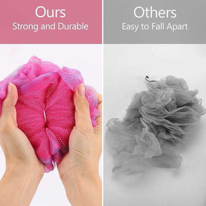 BTYMS 4 Pieces Shower Loofahs Bath Sponges 60g Bath Scrunchies Mesh Pouf Exfoliating Loofa for Body Washing
