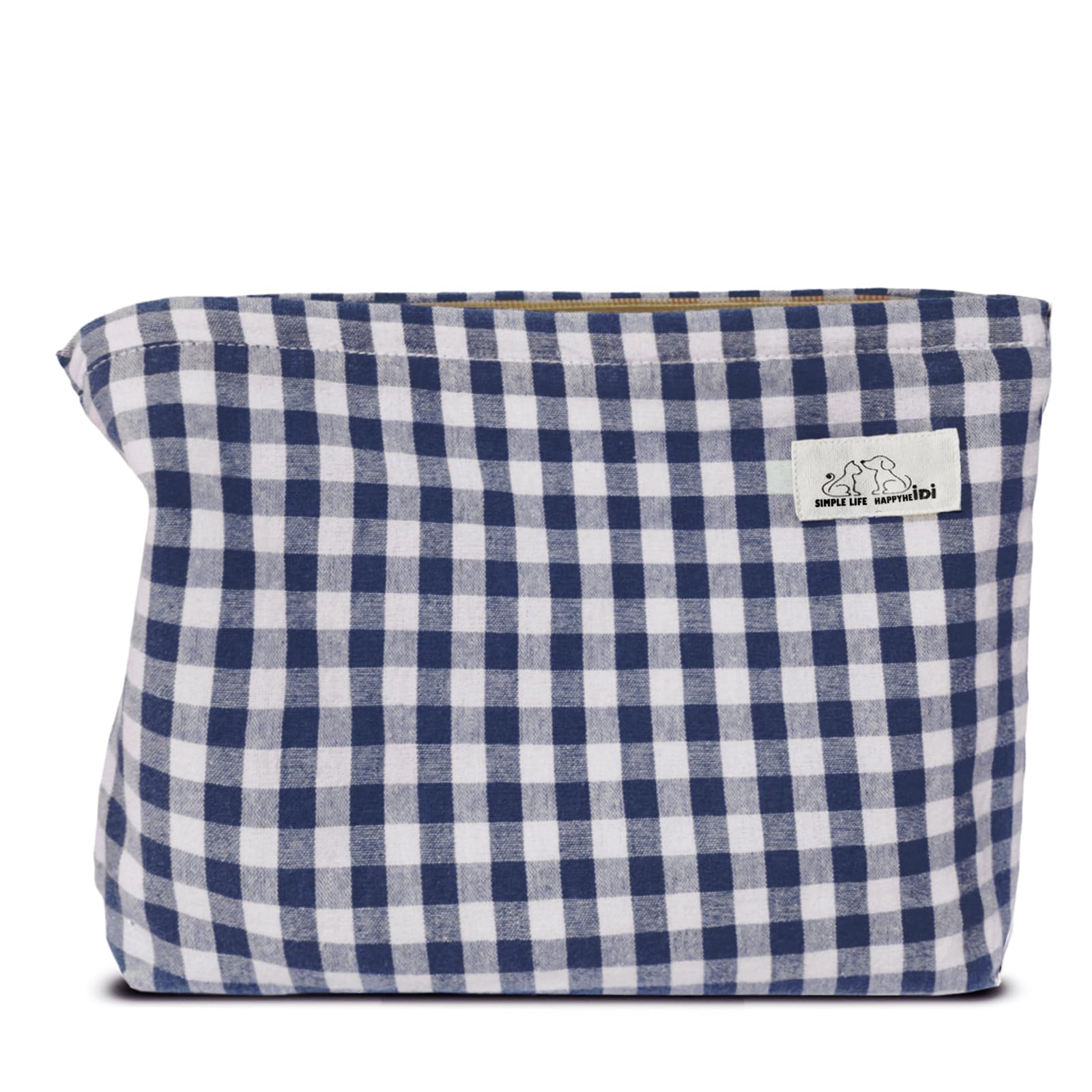 HAPPYHEIDI Large Makeup Bag Travel Cosmetic Pouch, Green Gingham