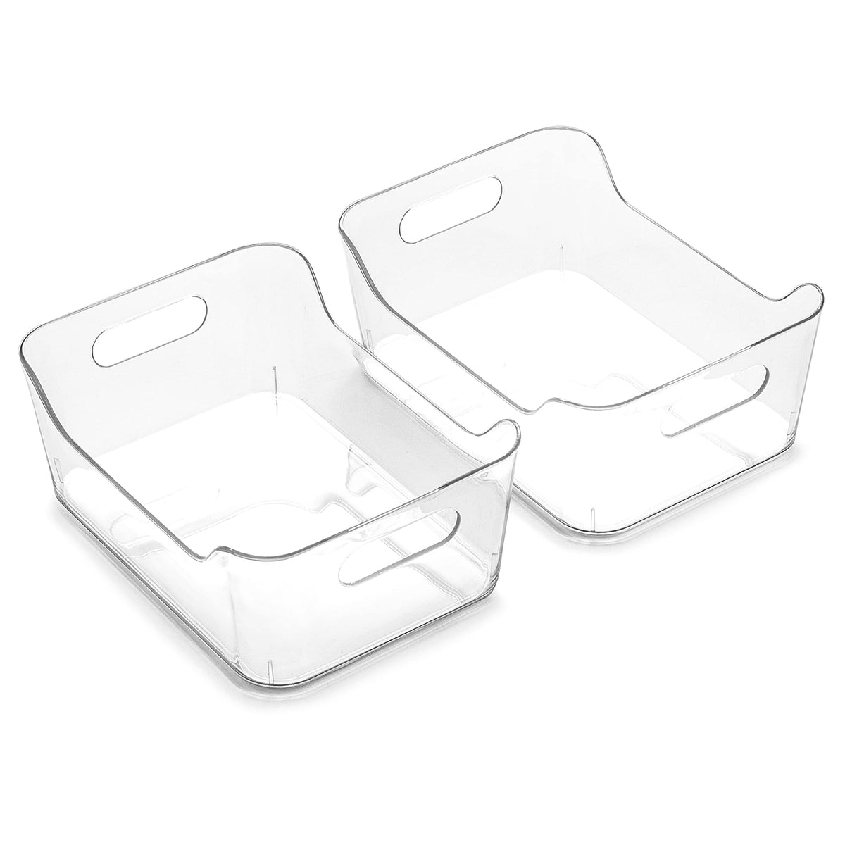BINO Plastic Storage Bins - Small 2 Pack, White - THE SOHO COLLECTION - Pantry Organizers and Fridge Organizer