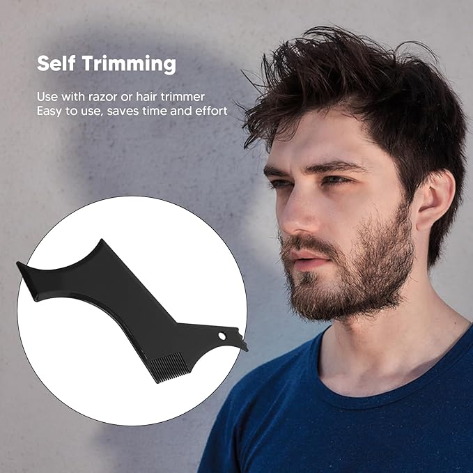 Beard Shaper, Beard Lineup Tool Beard Grooming Toolkit Includes Beard Shaping Stencil with 4 Barber Pencils for Home Use and Travel (Black)