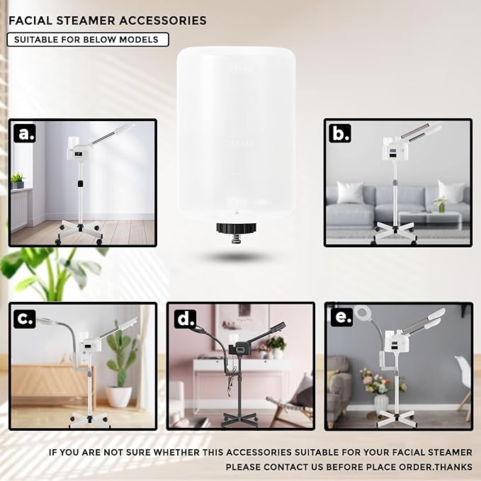 Water Jar for Professional Facial Steamer,1000ml Large Capacity Plastic Water Cup for Ozone Facial Steamer Professional Replacement