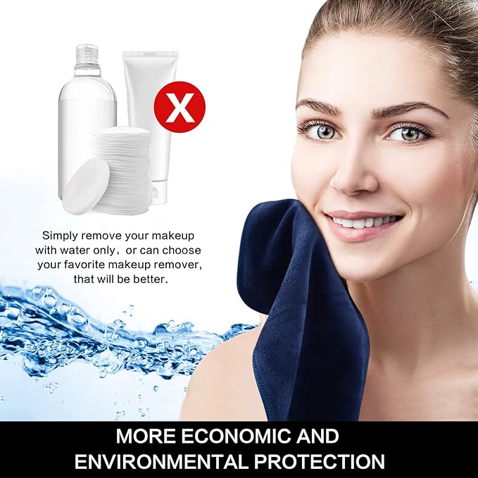 SINLAND Microfiber Facial Cloths Fast Drying Washcloth 12inch x 12inch (6pack, Blue+Navy Blue+Grey)