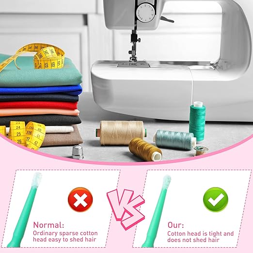 Cindeer 500 Pcs 3 Size Sewing Machine Cleaning Swabs Micro Applicator Brushes Disposable Clean Brushes Micro Swab Pointed Tips Multi Colored Lab Swabs for Cleaning Paint Sewing Machine