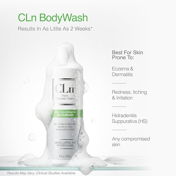 CLn® BodyWash –Non-Drying Body Wash, For Compromised Skin Prone to Eczema, Dermatitis, Rash & Hidradenitis Suppurativa, Fragrance-Free & Paraben-Free, 8 fl oz.