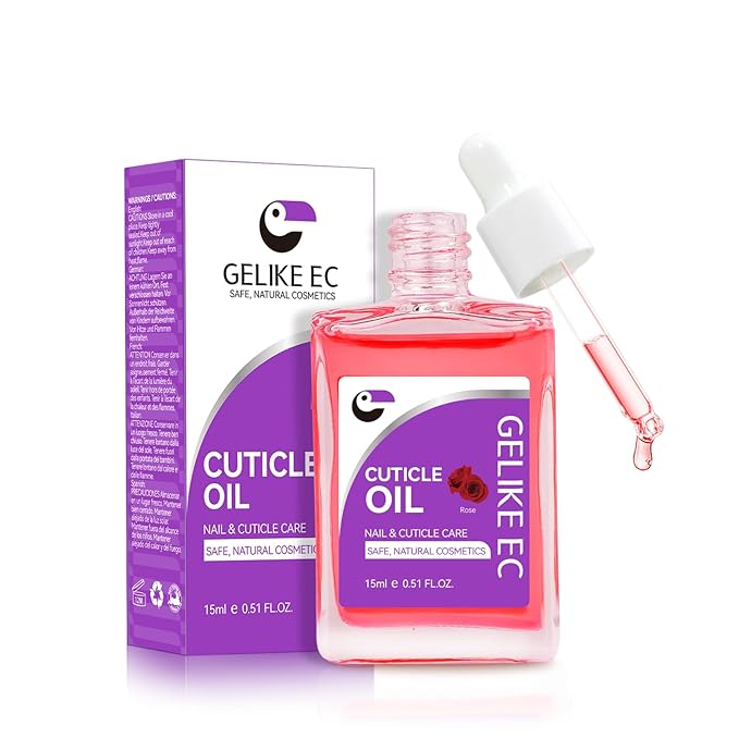 Gelike EC Nail Cuticle Oil - Rose Scent Organic Nail Moisturizing With Natural Jojoba Vitamin B & E for Nail Bed ＆ Damaged Nails Repair Treatment- Cuticle Cream for Nail Growth and Strength(15ml)