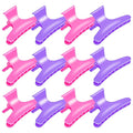 BAHABY Hair Clips for Styling Sectioning 12 Pack Hot Pink Purple Butterfly Clamps Hair Claw Clips Pro Salon Hair Clips for Styling, Sectioning, Cutting and Coloring