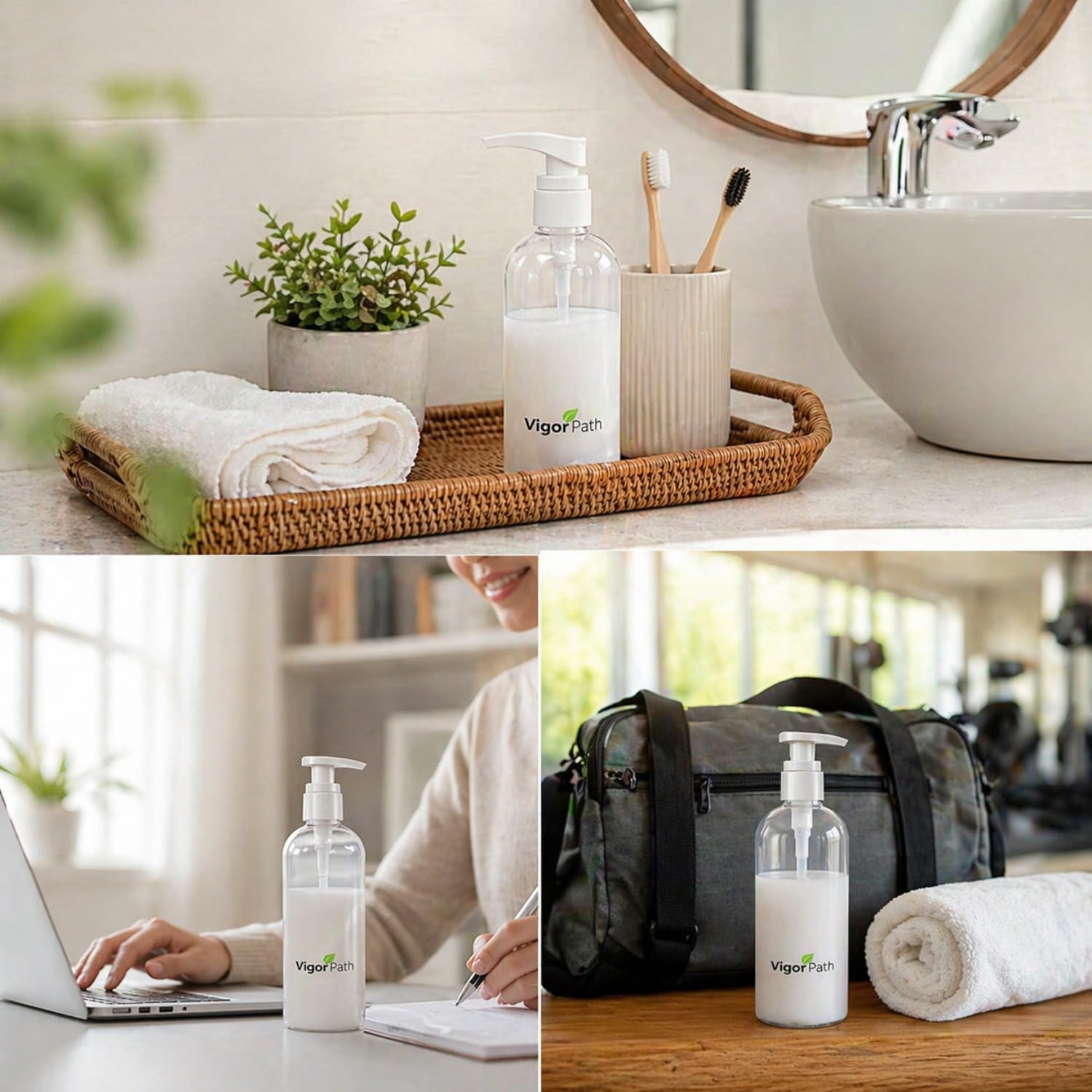 Universal Shampoo/Conditioner Dispenser Pump for Bottles, Leak Proof, Pump Top Fits 1 L/33.8 oz Bottles, 28/410 Neck Size, (White - Pack of 2)