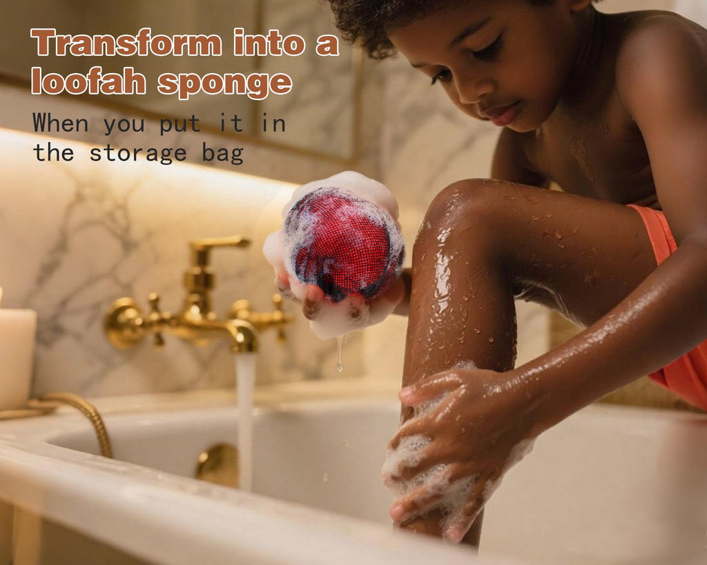 2 Pack African Net Sponge Exfoliating Body Scrubber Bath Sponge for Daily Use (2Black)