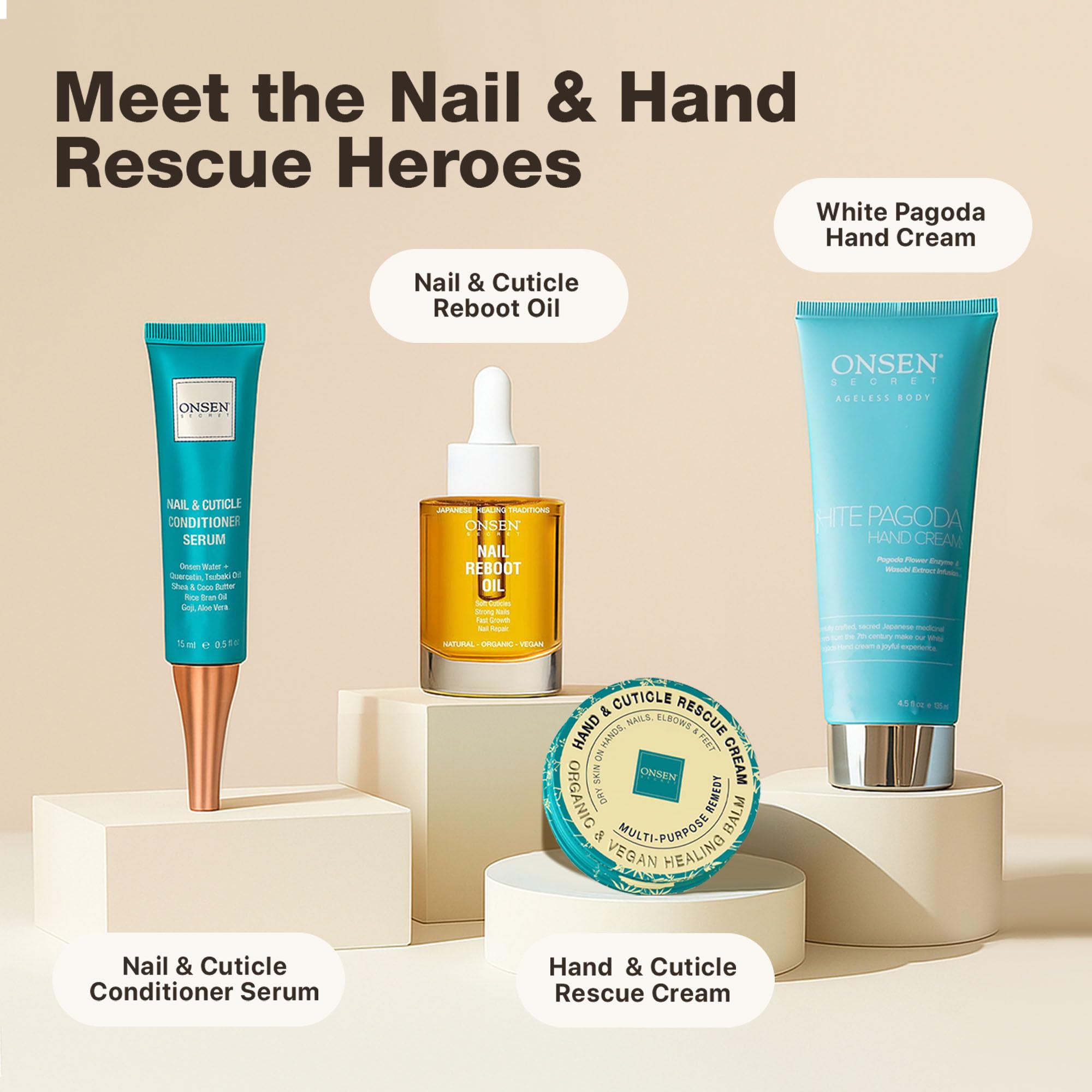 Onsen Nail & Cuticle Cream Treatment w/Japanese Tsubaki, Jojoba & Lavender Oil, Shea Butter – Strengthens Nails, Softens Cuticles - Daily Repair Care (2 Count/15 ml)